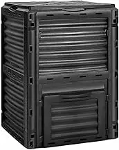 Costway Outdoor Compost Bin 300L for Kitchen Waste & Garden Scraps, Fast Creation of Fertile Soil Aerating Box W/Top Flip Door & Latch-on Lid, BPA-Free & All-Season Garden Composter (Black)