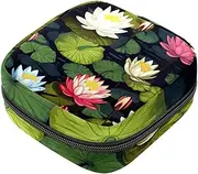 Period Bag,Sanitary Napkin Storage Bag,Watercolor Flower Lotus,Tampon Holder for Purse
