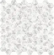 In Home InHome NH2359 Hexagon Marble Peel Stick Backsplash Tiles, White & Off-White