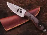 HAND FORGED DAMASCUS STEEL SKINNER KNIFE WITH WOOD HANDLE GIFT FOR WEDDING