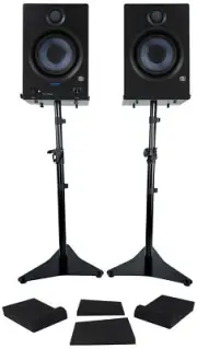Pair Presonus Eris 5BT 2nd Gen 5" Studio Monitors w/Bluetooth+Stands+Pads