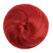 2 Pcs Female synthetic straight hair donut chi elastic elastic band string clip on the false hair bun