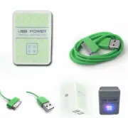 4 USB PORT WALL ADAPTER+3FT CORD POWER CHARGER SYNC GREEN FOR IPHONE IPOD IPAD