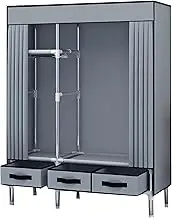 Wardrobe,Clothing Storage Rack,Freestanding Closet,Closet Storage Organizer with Shelves and Cover for Hanging Clothes,Keep Clothes Neatly Organized(Blue-Gray)