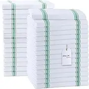 Avalon Kitchen Dish Towels Set (Value Pack of 30) Size 15x25 Inch, 100% Cotton Soft & Absorbent Linen Kitchen Towels, Tea Towels, Reusable Cleaning Cloths for Household Cleaning (Green)