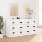 2pcs High Gloss Sideboard Buffet Cabinet Storage Cupboard Shelf Hallway TV Table
