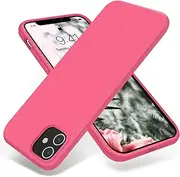 OTOFLY Designed for iPhone 12 Mini Case,[Silky and Soft Touch Series] Premium Soft Liquid Silicone Rubber Full-Body Protective Bumper Case 5.4 inch Hibiscus