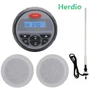 Herdio Marine loud Bluetooth Radio Audio + UTV Boat 4 " Speakers+FM AM Antenna