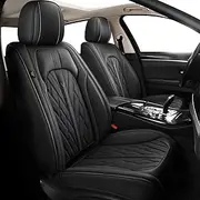 TTX LIGHTING Seat Covers for Car Full Set Fit for Hyundai Santa Fe 2007-2025 Leather Seat Covers Breathable Waterproof Seat Protectors Automotive Seat Cushion with Airbag Compatible(5 Seats,Black)