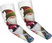 [FHEDVBN] Xmas Funny Gnomes Arm Sleeves Compression Arm Covers for Men Women Outdoor Sun Sleeves Cooling Sports Sleeve, Black