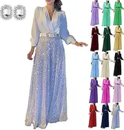 [WWPriseup] Women's Sequin Jumpsuit, Formal Pantsuits for Women Evening Party, Sequin Romper for Women