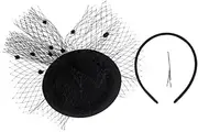 [CLISPEED] Elegant Fascinator Hat with Mesh Veil for Women Versatile Hair Clip Headband for Tea Parties Weddings Special Occasions Charming Vintage Style Accessory Black