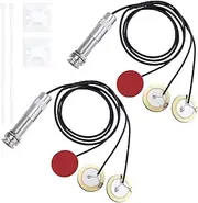 PAGOW 2 Sets Acoustic Guitar Pickup, 3 in 1 Pickups Piezo Transducer, Microphone Contact Self-adhesive Mono Piezo Pickup with Buzzer for Electronic Acoustic Guitar Violin Ukulele