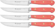 WÜSTHOF Classic Steak Knife Set with 4 Knives 12 cm, Coral Peach (Orange)