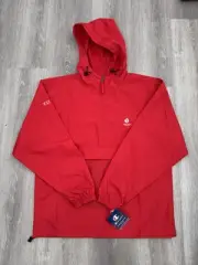Men’s Champion Pull Over Weather Resistant Zip Packable Stadium Gear Jacket Red