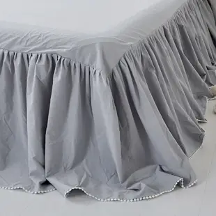 100%純棉 色織水洗工藝 進口 純棉緹花花邊 蕾拉小姐 灰 美人魚床罩 床罩組 床裙組 床單組 被套 枕套 四件組
