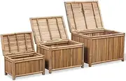 Storage Boxes 3 pcs Bamboo,Storage Chests-242495