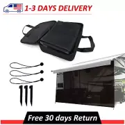 Black RV Awning Sun Shade Screen (Width:11'-19') - Mesh Sunshade UV Block
