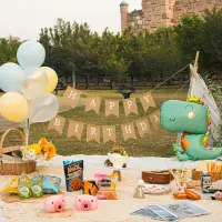 在飛比找momo購物網優惠-森林系野餐派對皇冠恐龍生日氣球組1組(生日氣球 派對 告白 