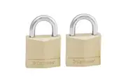 Master Lock Solid Brass Padlocks Double Lever (Multi Colour) (30mm 4-Pin - Keyed Alike x 2)