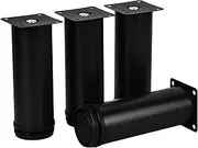 4 Inch Metal Furniture Legs,TCHOSUZ Stainless Steel Black Round Table Sofa Legs Couch Feet with Screws,Modern Furniture Replacements Feet for DIY Cabinet Nightstand TV Bench Stand 4 Pieces 10cm