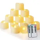 24pcs Remote Timer LED Tea Lights Candles, 400+Hours Flickering Flameless Bat...