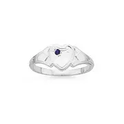 Silver Blue Stone Heart Signet Ring Size K in Blue