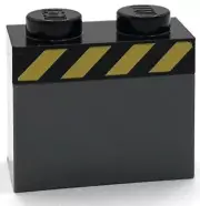 Lego New Black Plate 1 x 2 with Yellow Danger Stripes Part