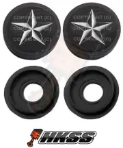 2 Black Custom License Plate Frame Tag Screw Cap Covers - NAUTICAL STAR WB KYX