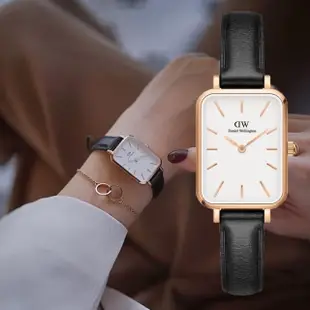 【Daniel Wellington】Quadro Sheffield 20X26 經典黑皮革小方錶(DW00100434)