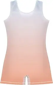 [GAIGEO] Girls Leotards for Gymnastics Toddler Elegant Blue Light Salmon Gradient Unitard Leotard with Shorts Unitard 2-3t