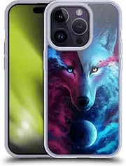 Head Case Designs Official Jonas JoJoesArt Jödicke Wolf Galaxy Wild Animals Soft Gel Case Compatible with Apple iPhone 14 Pro and Compatible with Magsafe Accessories