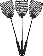 OFXDD Rubber Fly Swatter, Long Fly Swatter Pack, Fly Swatter Heavy Duty (3 Pack) (Black)