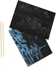 FOYTOKI 2pcs DIY Black Scratch Paper Art Creative Scratch Painting for Includes Artistic Patterns Postcard Design for Family Activities Birthday Festivals