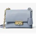 Michael Kors Cece Small Pale Blue Vegan Leather Convertible Flap Crossbody Bag