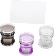 HAKIDZEL 3Sets Silicone Nail Art Stamper Manicure Tool with Scraper for Easy Nail Design Durable Material for Salon Home Use Random Colors