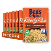 BEN'S ORIGINAL Ready Rice Whole Grain Brown Rice, 8.8 OZ Pouch(Pack of 6)