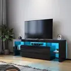 Entertainment Unit TV Cabinet LED RGB 1600mm Black High Gloss Storage Shelf