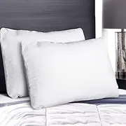 Giselle Bedding Pillow Set of 2 Shredded Memory Foam Cooling Bed Pillows for Sleeping Hotel Cushion Adjustable Loft Standard Size, Washable Cover, Back Stomach Side Sleeper 70 x 40 19cm