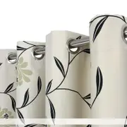 Single Panel Eyelet Block Out Curtain Green Floral