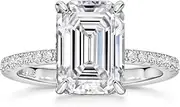 [Michooyel] S925 4ct Emerald Cut Cubic Zirconia Engagement Rings For Women Wedding Ring Promise Ring Sterling Silver Wedding Band