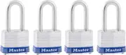Master Lock 3QLF Outdoor Padlock with Key, 4 Pack Keyed-Alike Home Security