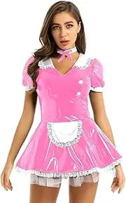 [GRRKDFQ] Women's Erotic Costumes French Apron Maid Cosplay Costume Dress