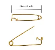 100 pcs Gold Brass Plated Kilt Pins 25mm 1" Brooch Badge Safety Pin Backs