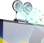 Desktop Fan, THRRLY Monitor Clip on Fan with 2 Fan Heads, 3 Speeds Office Desk fan USB Powered Cooling Fan with Sturdy Adjustable Clamp, Strong Wind Quiet Personal USB Small Fan for Laptops, Desktop.