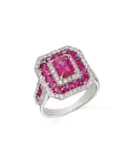 Bloomingdale's Fine Collection Ruby & Diamond Multi Halo Ring in 14K White Gold