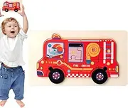 Excavator Wooden Puzzles | Educational Fire Truck Puzzles - Cute Cruise Ship Toys, Children Brain Teaser for Fine Motor Skills, Shape Cognition Ability