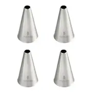 4x Mondo Stainless Steel #8 Round Piping Tip Icing Cake Decorating Nozzle Silver
