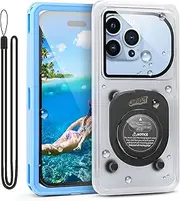 JUFUD2Y Waterproof Phone Pouch,IPX8 Waterproof Phone Case for Beach & Floating Essentials,Phone Waterproof Pouch with Lanyard, Universal Case Up to 6.9" for iPhone,Samsung (Blue)