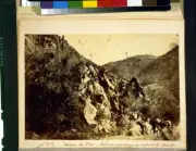 Canon de L'or,Soldiers repulsing attack by Apaches,c1870,Arizona,Canyon,Indians